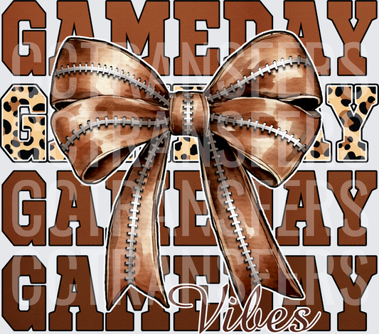 Gameday Vibes Stacked Letters Football Bow (DTF)