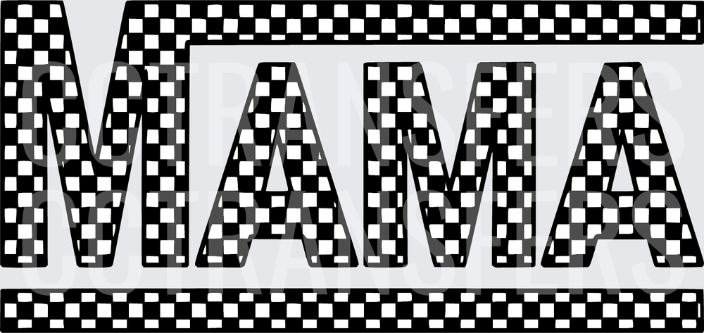 Mama Bold Checkered Racing Flag Letter Design (DTF)