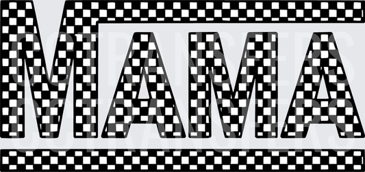 Mama Bold Checkered Racing Flag Letter Design (DTF)