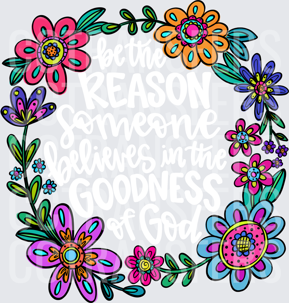 Colorful Boho Floral Wreath Circle Frame (DTF)
