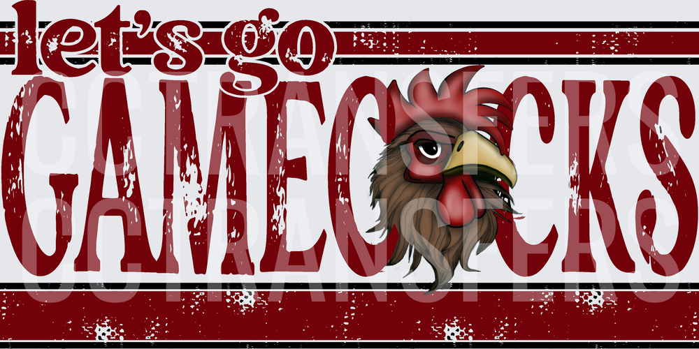 Let's Go Gamecocks Distressed Rooster Mascot (DTF)