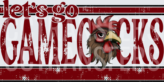 Let's Go Gamecocks Distressed Rooster Mascot (DTF)