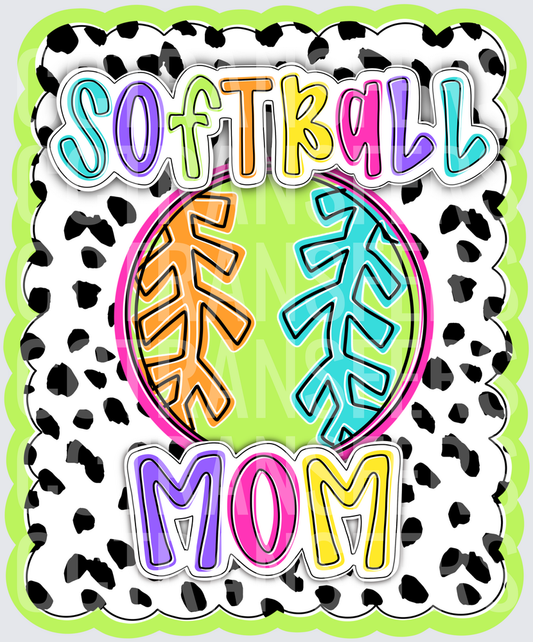 Softball Mom Colorful Ball Dalmatian Print (DTF)