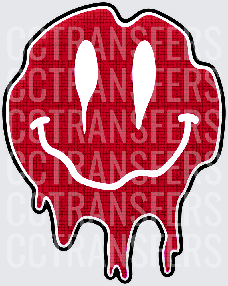 Red Melting Drip Smiley Face (DTF)