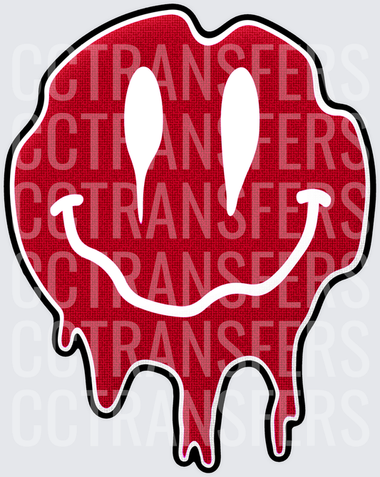 Red Melting Drip Smiley Face (DTF)