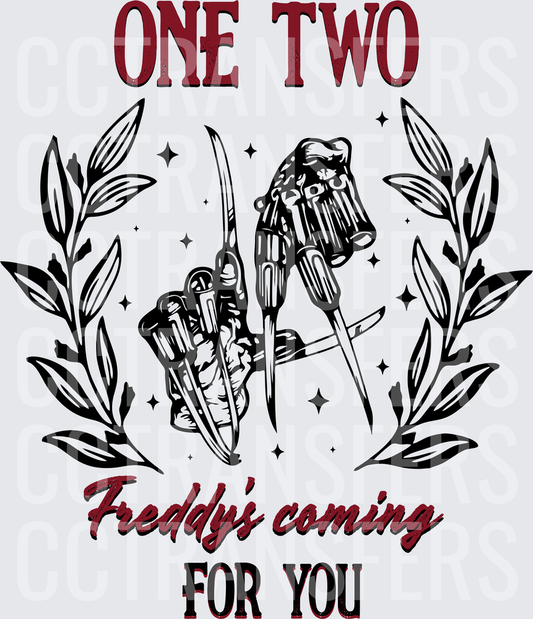 One Two Freddy's Coming For You Krueger Claw Laurel (DTF)