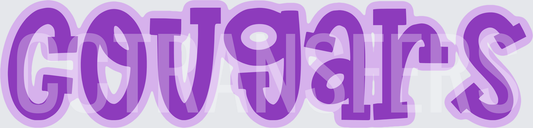 Purple Cougars Bold Bubble Letter Text Design (DTF)