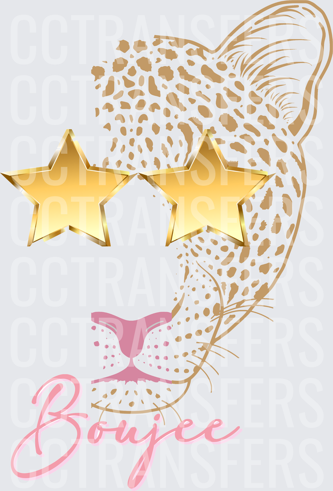 Boujee Leopard with Gold Star Sunglasses (DTF)