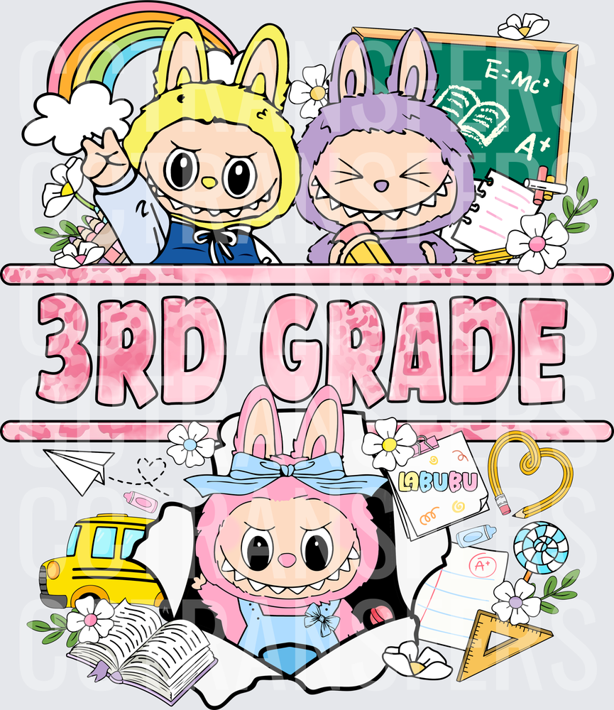 3RD GRADE Cute Bunny Monster Trio School Theme (DTF)