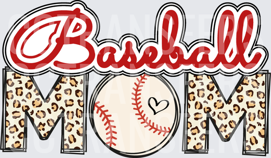 Baseball Mom Leopard Print Heart Ball Design (DTF)