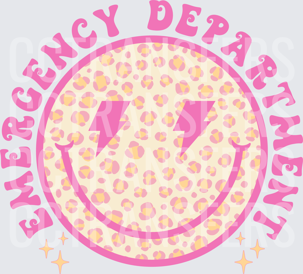 Emergency Department Leopard Smiley Lightning Bolt (DTF)