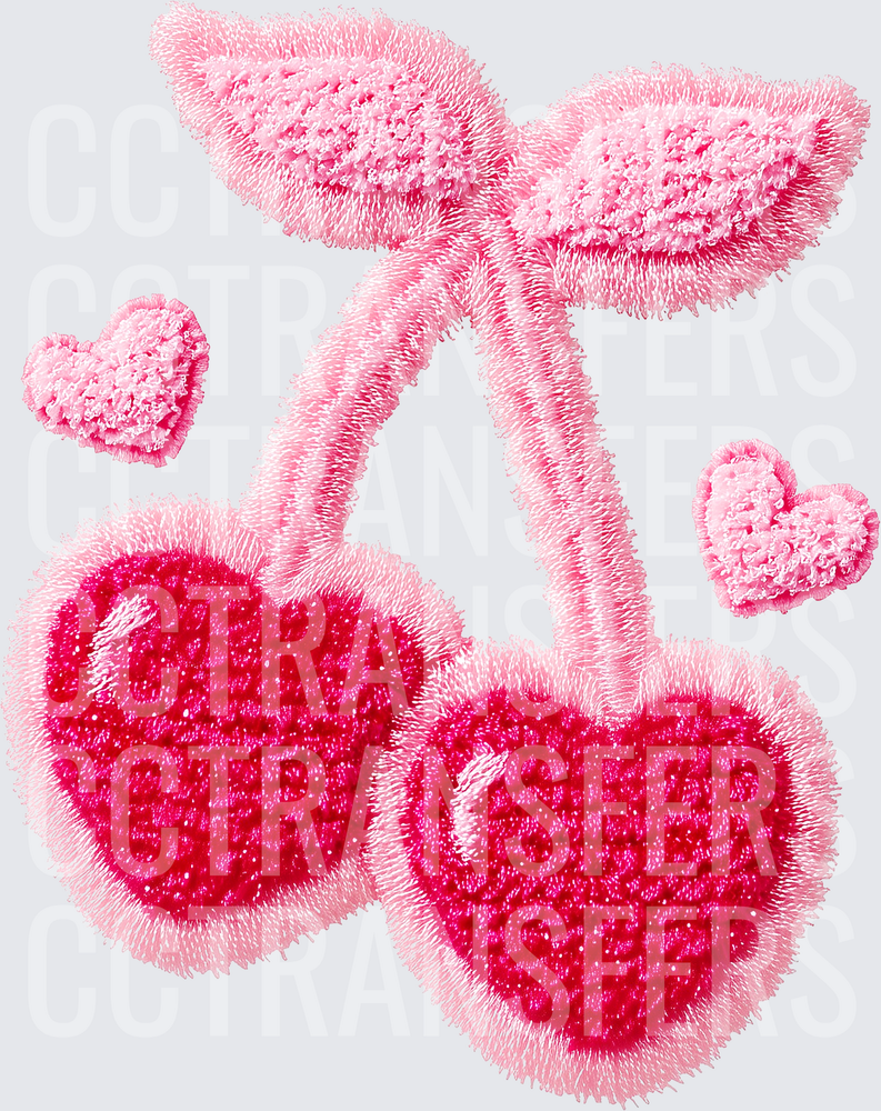 Fluffy Pink Heart Cherries with Mini Hearts (DTF)