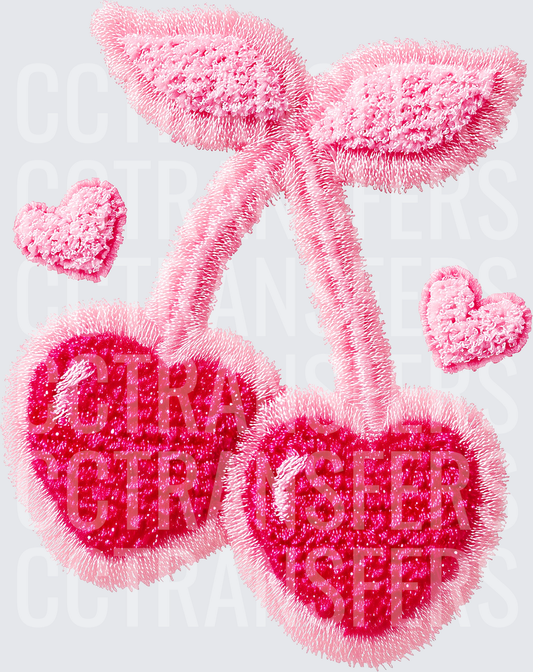 Fluffy Pink Heart Cherries with Mini Hearts (DTF)