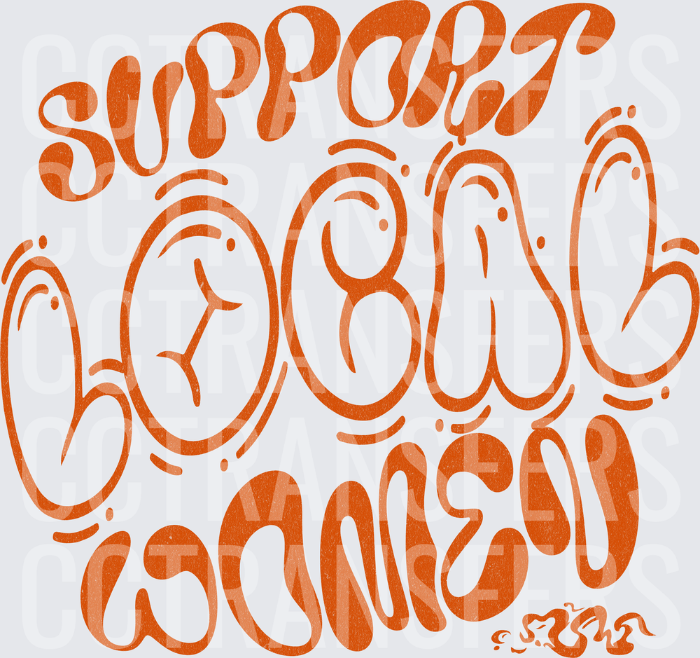 Support Local Women Bold Groovy Bubble Letter Typography (DTF)