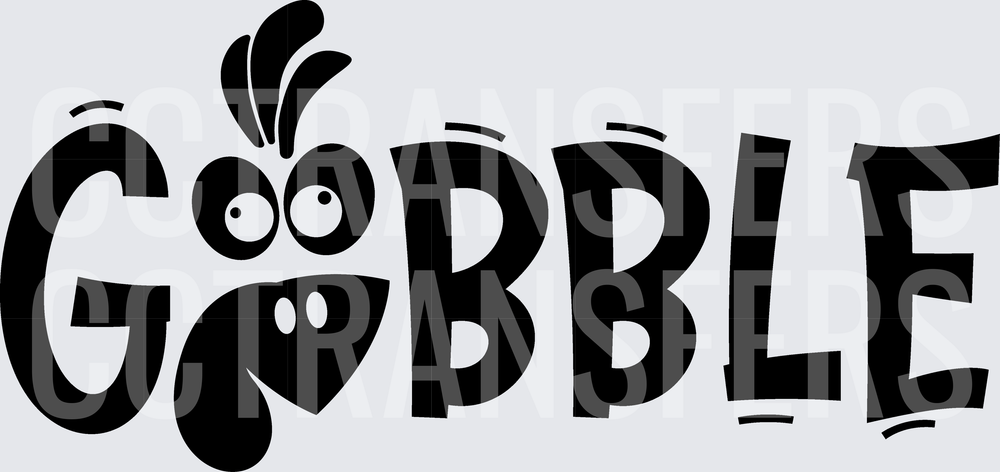 Gobble Funny Turkey Face Word Art (DTF)