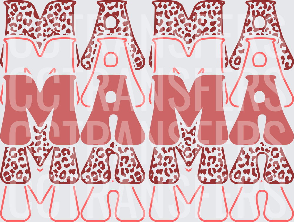 Stacked Leopard Print MAMA Retro Bold Letters (DTF)