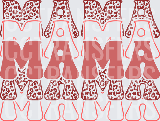 Stacked Leopard Print MAMA Retro Bold Letters (DTF)