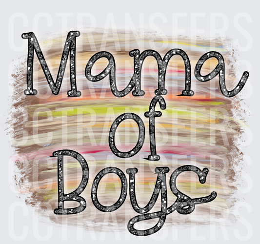 Mama of Boys Silver Glitter