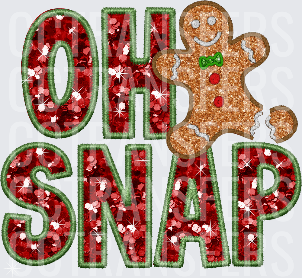 Oh Snap Glitter Gingerbread Man Christmas (DTF)
