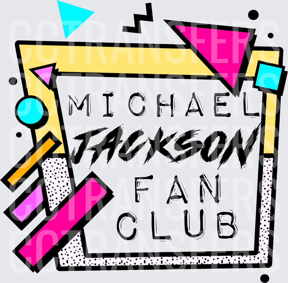 Retro 80s Fan Club Geometric Pop Art Design (DTF)