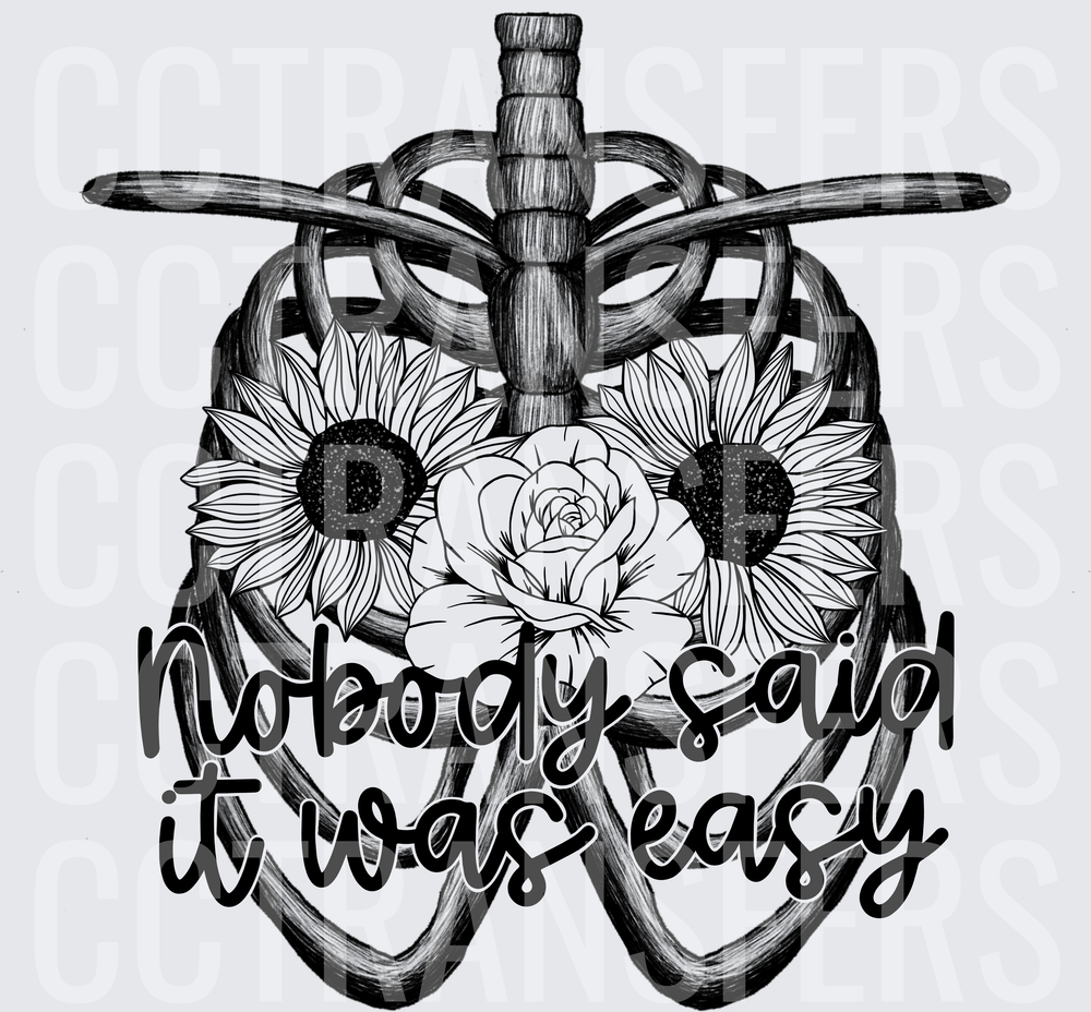 Nobody Said It Was Easy Floral Rib Cage Cross (DTF)