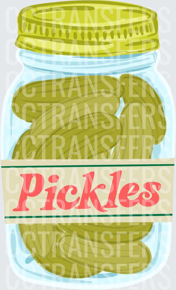Cartoon Mason Jar Full of Pickles Label Design (DTF)