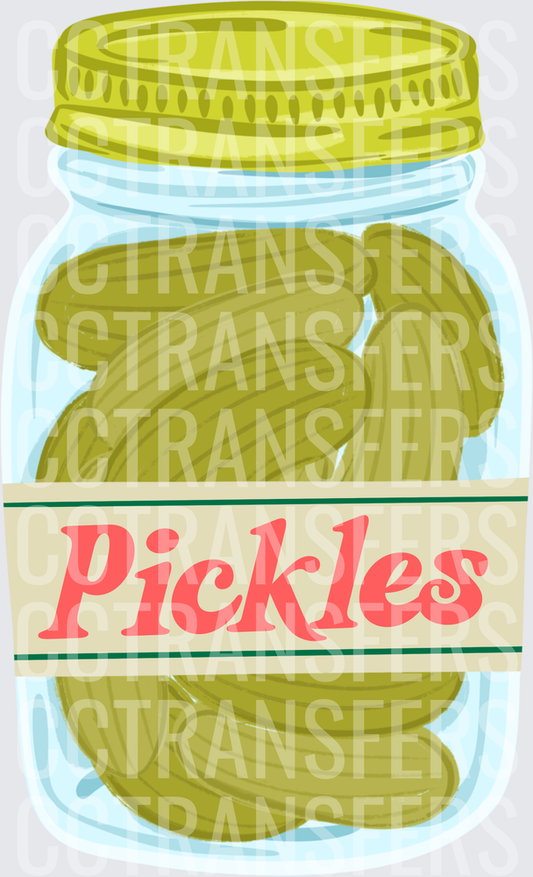Cartoon Mason Jar Full of Pickles Label Design (DTF)