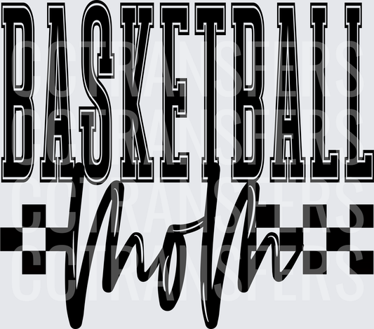 Basketball Mom Bold Varsity Script Checkered Design (DTF)