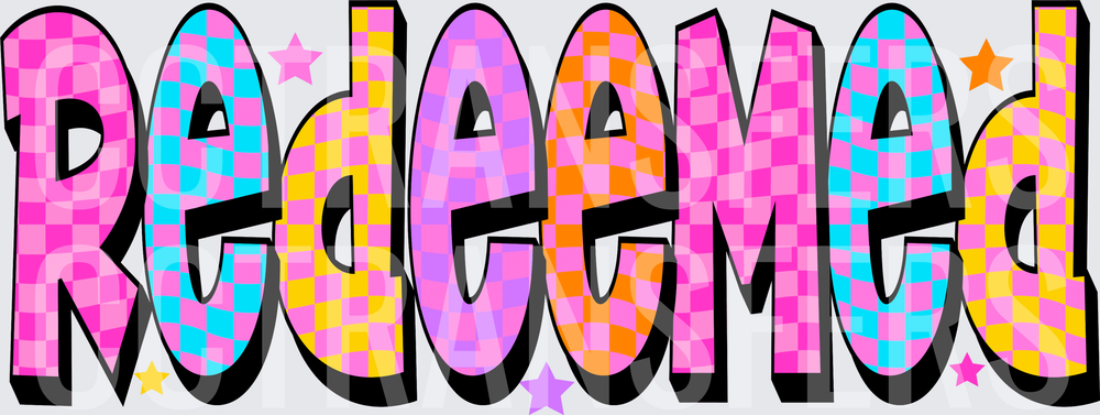 Redeemed Colorful Checkered Bold Retro Text (DTF)