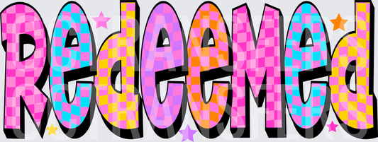 Redeemed Colorful Checkered Bold Retro Text (DTF)