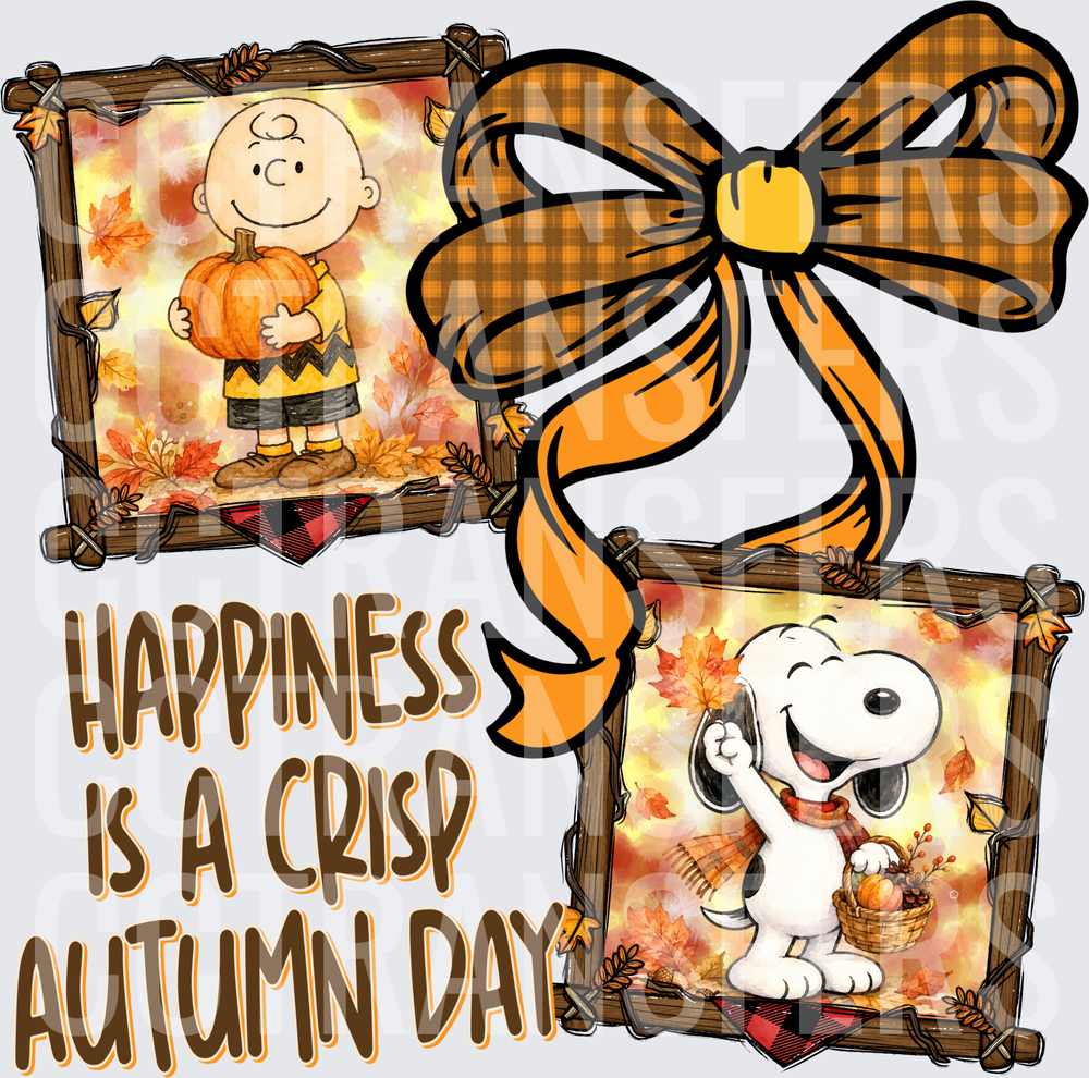 Happiness Is A Crisp Autumn Day Fall Cartoon Duo Frames (DTF)