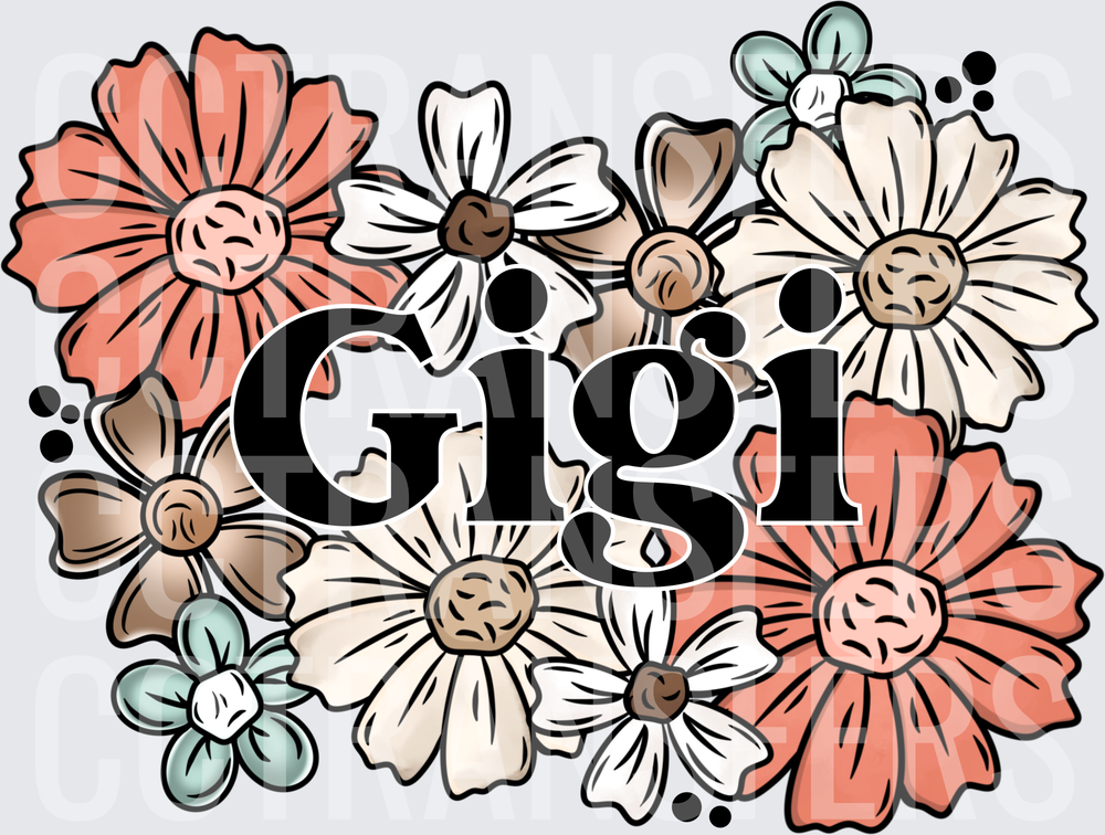 Gigi Boho Floral Grandma Name Design (DTF)