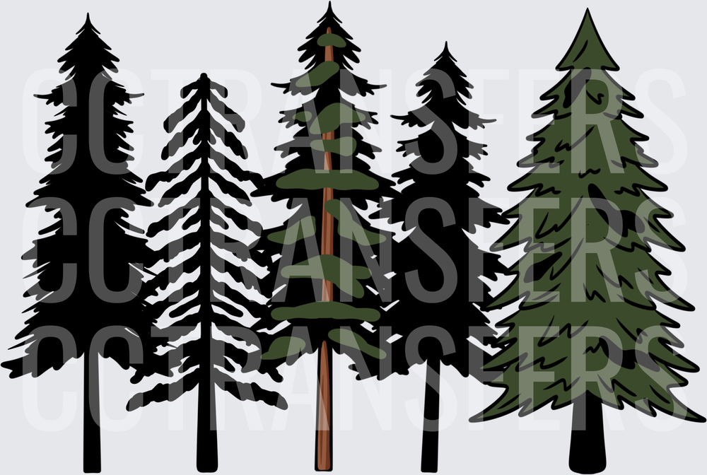 Evergreen Pine Forest Silhouette Cluster (DTF)