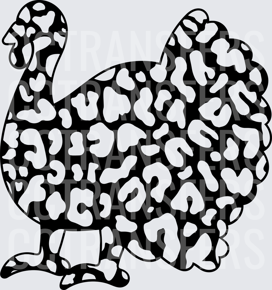 Leopard Print Turkey Silhouette Black White (DTF)