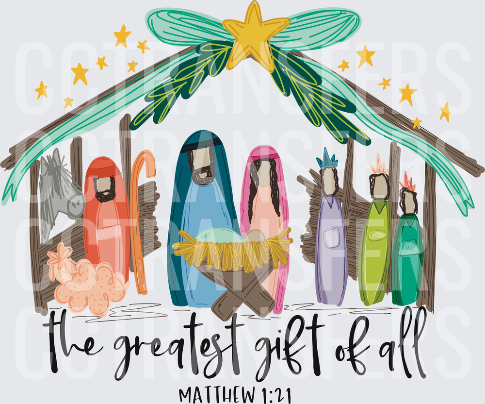 The Greatest Gift of All Matthew 1:21 Nativity Scene (DTF)