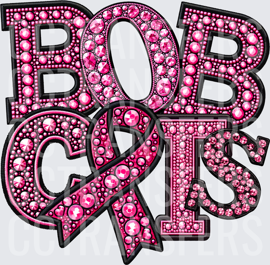 Bobcats Pink Rhinestone Jewel Awareness Ribbon (DTF)