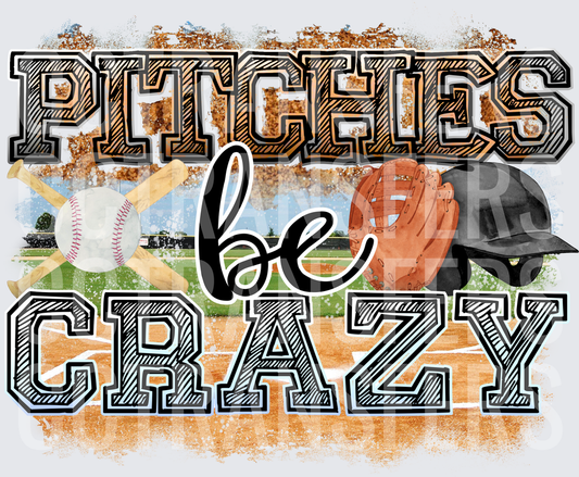 Pitchies Be Crazy Baseball Field Glove Bat Helmet (DTF)