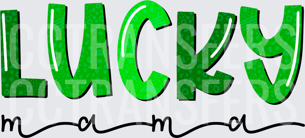 Lucky Mama St. Patrick's Day Green Patterned Letters (DTF)