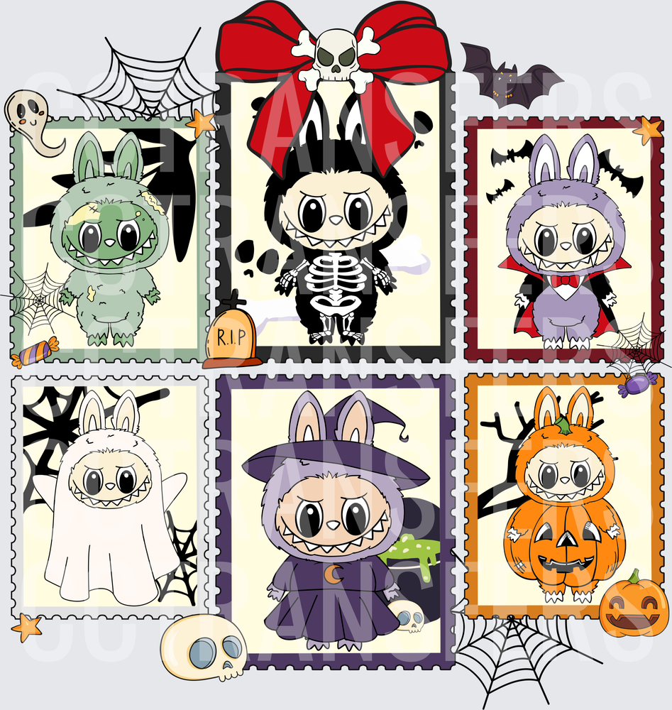 Cute Bunny Monster Halloween Costume Stamp Collection (DTF)