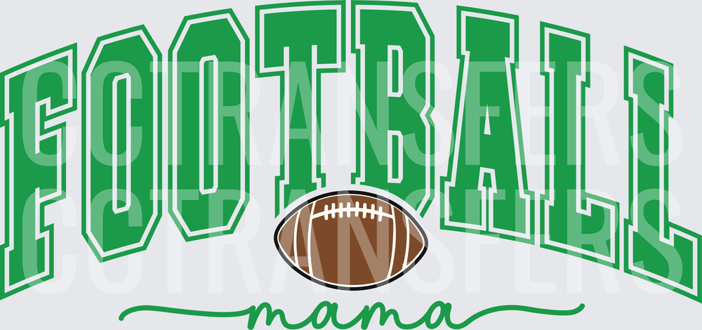 Green Arched Football Mama Script with Ball (DTF)