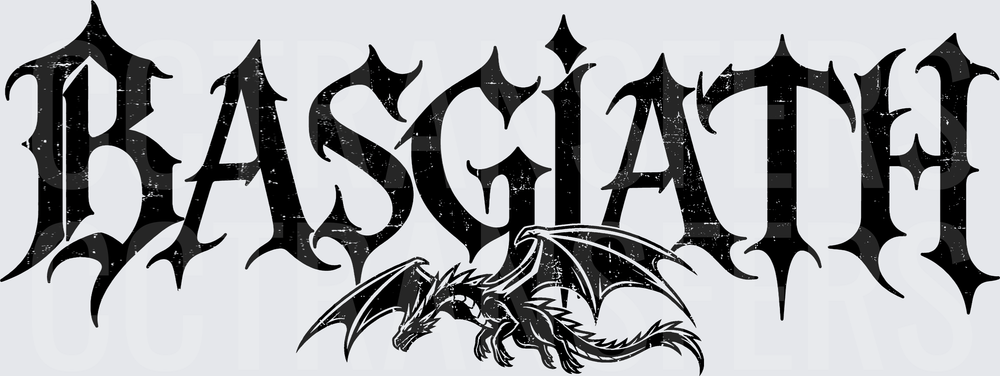 Basgiath Gothic Blackletter Text with Dragon (DTF)