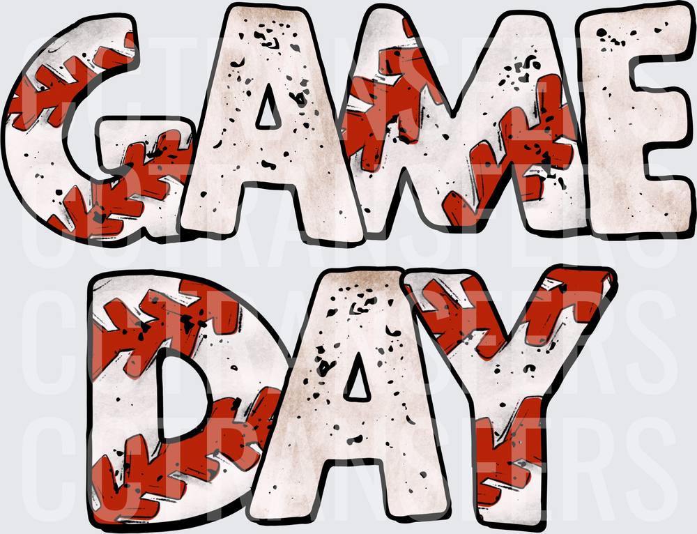 Game Day Baseball Stitch Distressed Bold Letters (DTF)