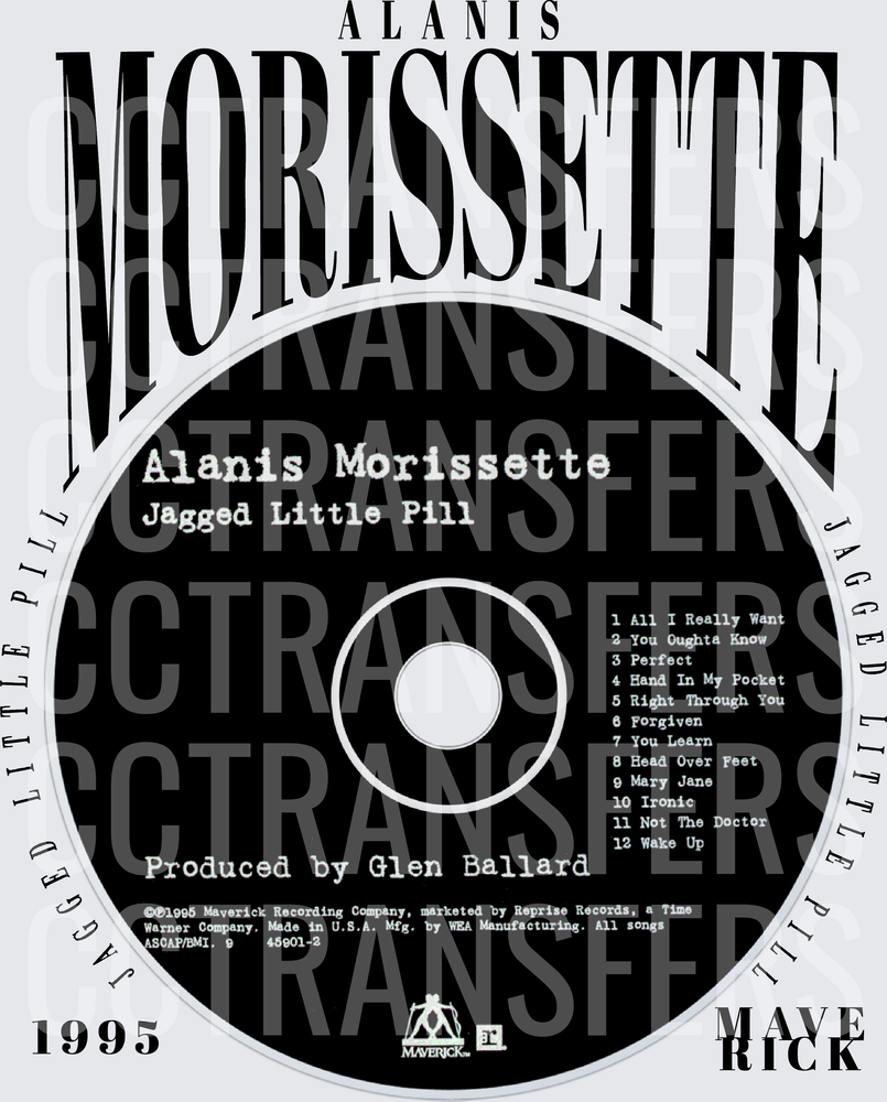 Jagged Little Pill 1995 CD Label Music Fan Art (DTF)