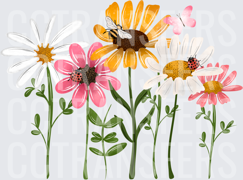 Wildflower Garden with Bumblebee Ladybugs and Butterfly (DTF)