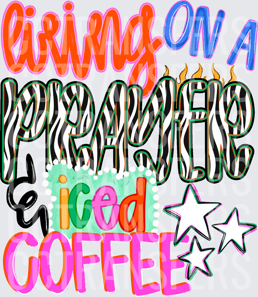 Living On A Prayer Iced Coffee Zebra Print Bold (DTF)