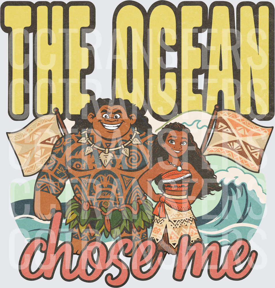 The Ocean Chose Me Polynesian Girl and Demigod Wave (DTF)