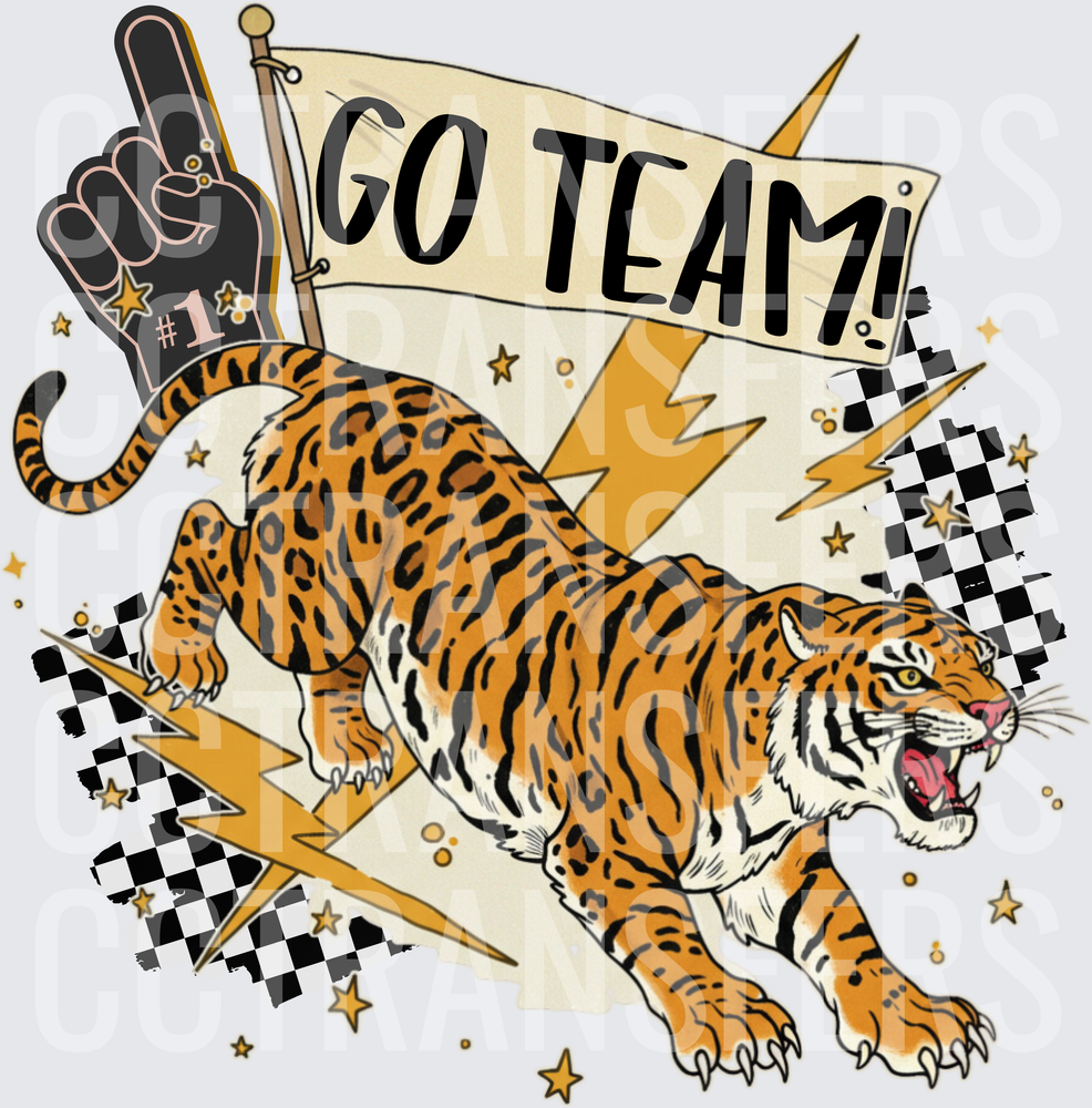 Go Team Roaring Tiger Lightning Bolt #1 Fan Glove (DTF)