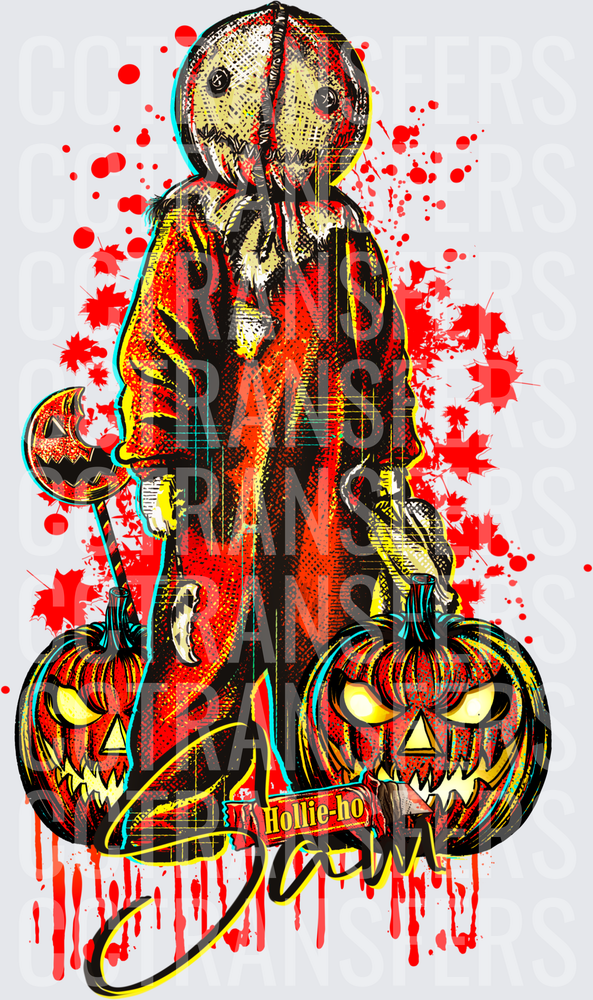 Hollie-Ho Sam Burlap Pumpkin Head Horror Halloween (DTF)