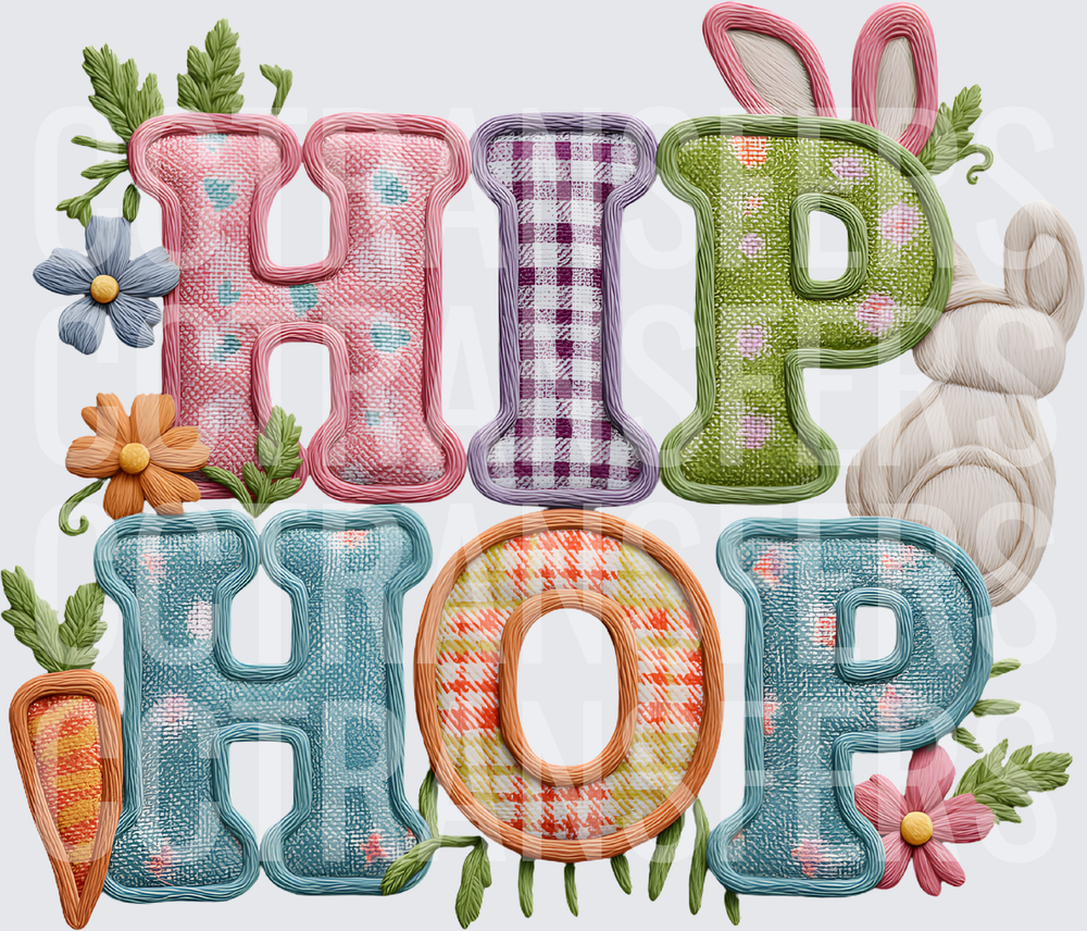 Hip Hop Easter Bunny Patchwork Floral Letters (DTF)