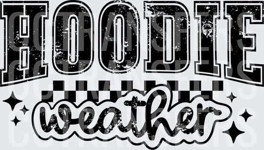 Hoodie Weather Grunge Varsity Checkered Stars (DTF)